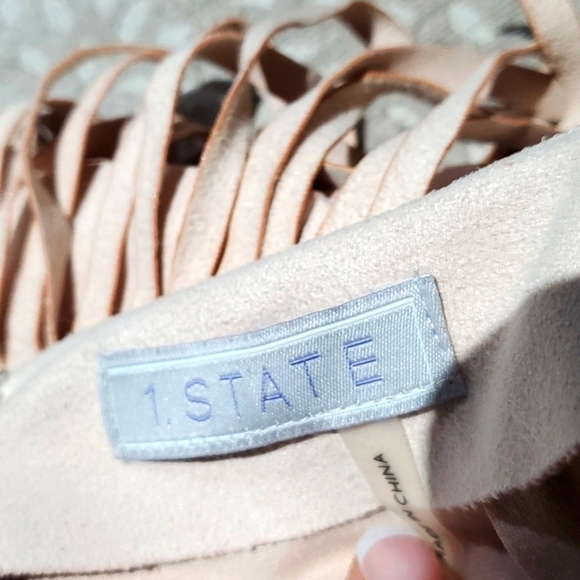 WESTERN COUNTRY COWGIRL CREAM CASHEW MILK MINI SKIRT WITH FRINGES SIZE XS NWT - Picture 6 of 7